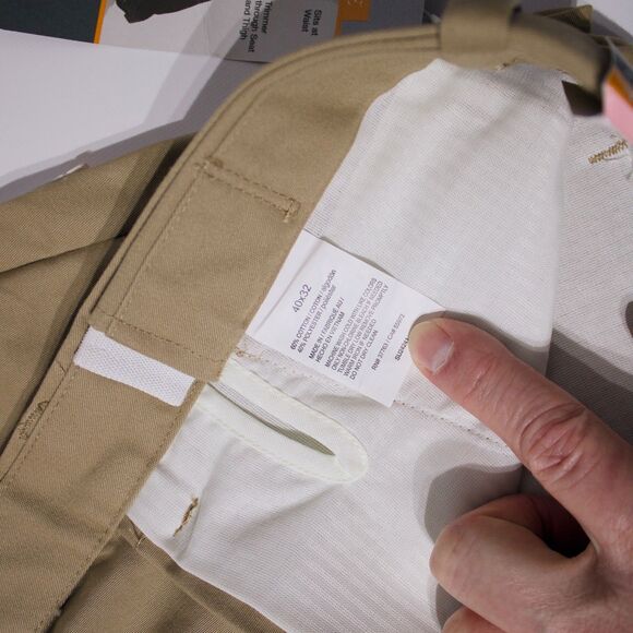 NWT Savane Elastic Comfort Waist Dress Khaki Pleated Cuffed Pants Men 40x32 (B5) - Picture 9 of 11